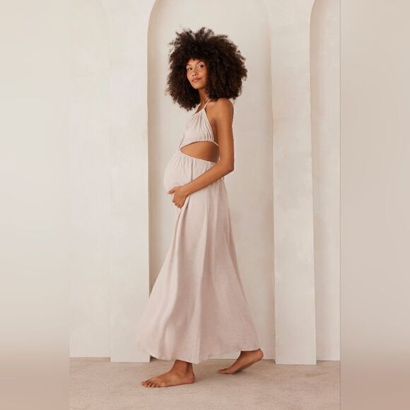 Bumpsuit Cut Out Linen Blend Dress - Picture 1 of 14